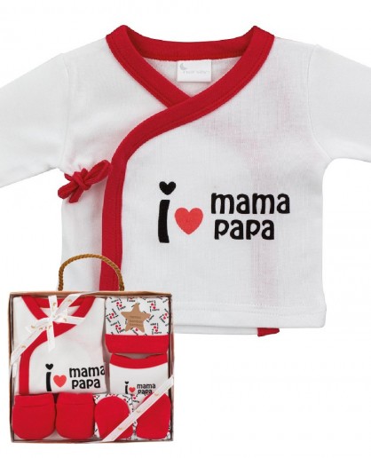 Conjunto recién nacido I love Papa Mama algodón