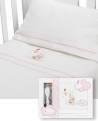 Set of coral sheets crib + Comb and Brush. Elephant - Interbaby