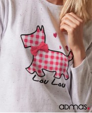 Pijama largo punto de algodón. Lou Lou Lovely - Admas - Detalle