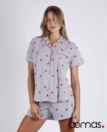 Pijama corto abierto de punto de algodón. French Love - Admas