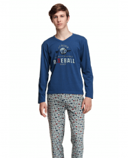 Pijama largo punto camiseta. Baseball - Assman - Pizarra